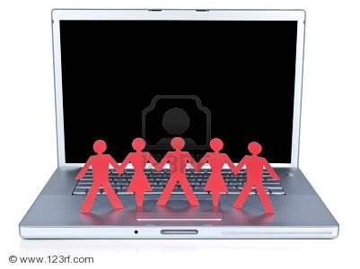 6103338-red-paper-men-and-women-holding-hands-over-a-laptop-computer